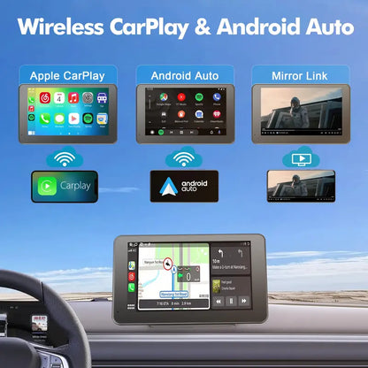 PASLDA 7-Inch Wireless CarPlay and Android Auto Display