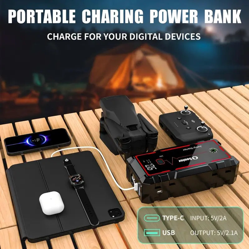 Soulor CY20 12V Portable Jump Starter with LED Light