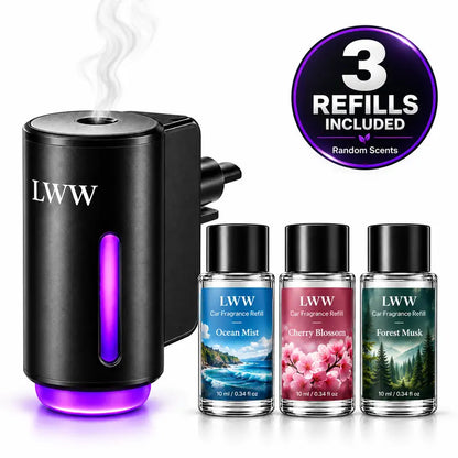 LWW Rechargeable Car Diffuser with 3 Fragrance Refills