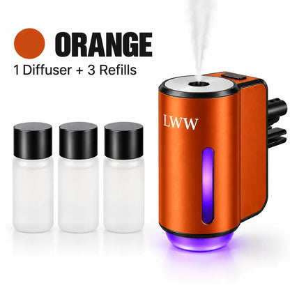 LWW Rechargeable Car Diffuser with 3 Fragrance Refills — ORANGE