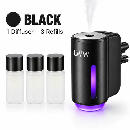 LWW Rechargeable Car Diffuser with 3 Fragrance Refills — Black