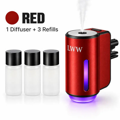 LWW Rechargeable Car Diffuser with 3 Fragrance Refills — RED