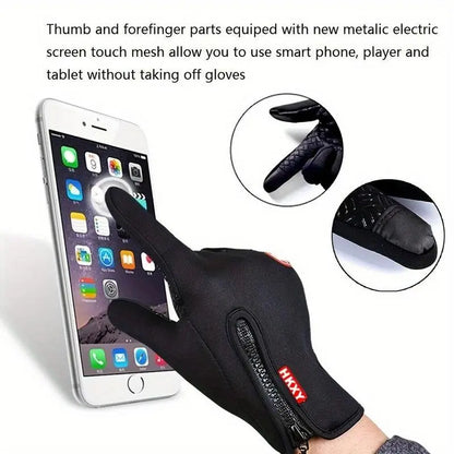 Black Zip-Cuff Touchscreen Winter Gloves - source design and use details