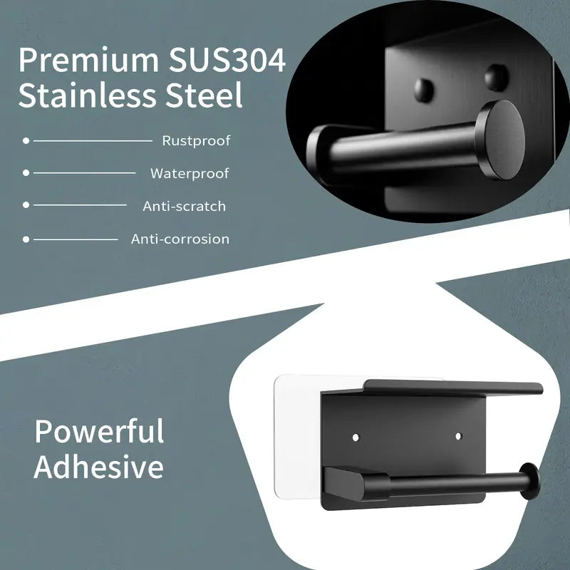 DGAPHRO Stainless Steel Toilet Paper Holder with Shelf - shared design and use details
