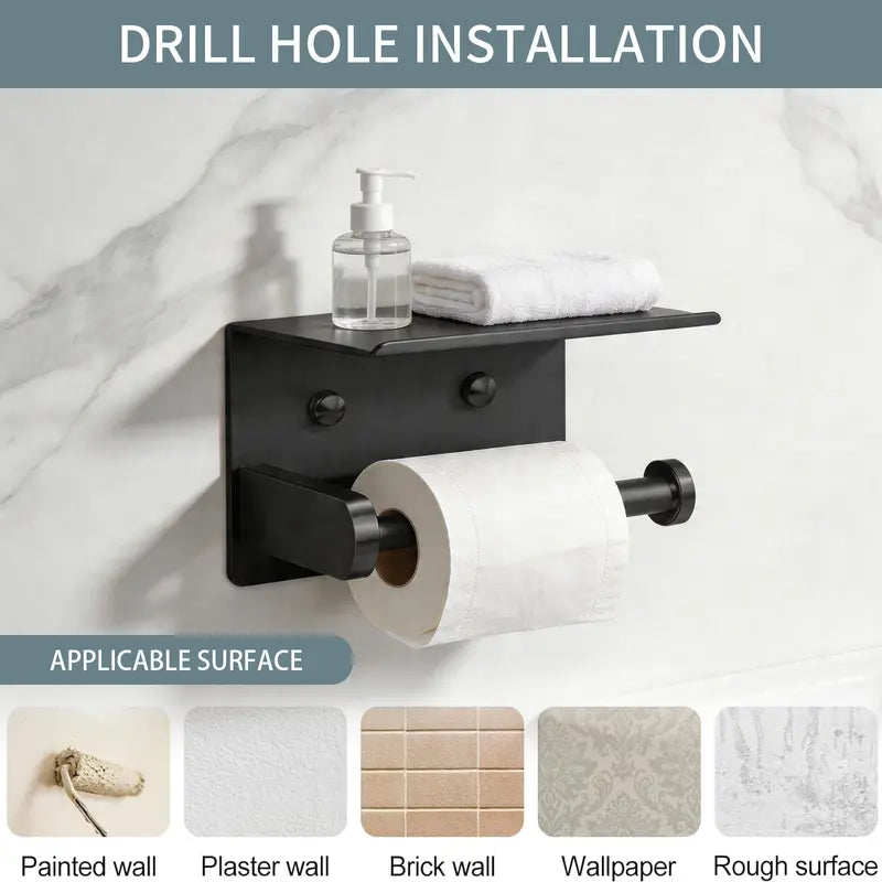 DGAPHRO Stainless Steel Toilet Paper Holder with Shelf - shared design and use details