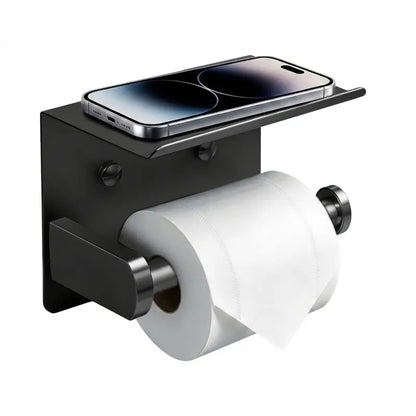 DGAPHRO Stainless Steel Toilet Paper Holder with Shelf - Black