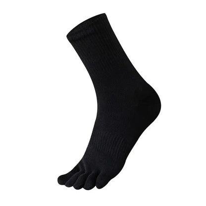 Cotton Five-Toe Socks — Three Pairs - Black