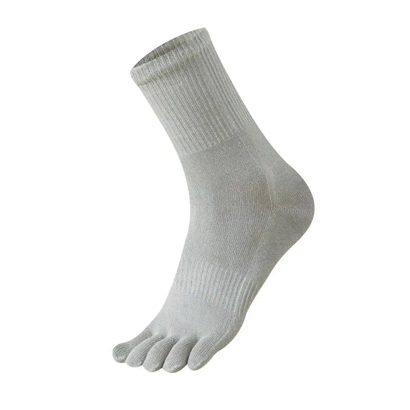 Cotton Five-Toe Socks — Three Pairs - Gray