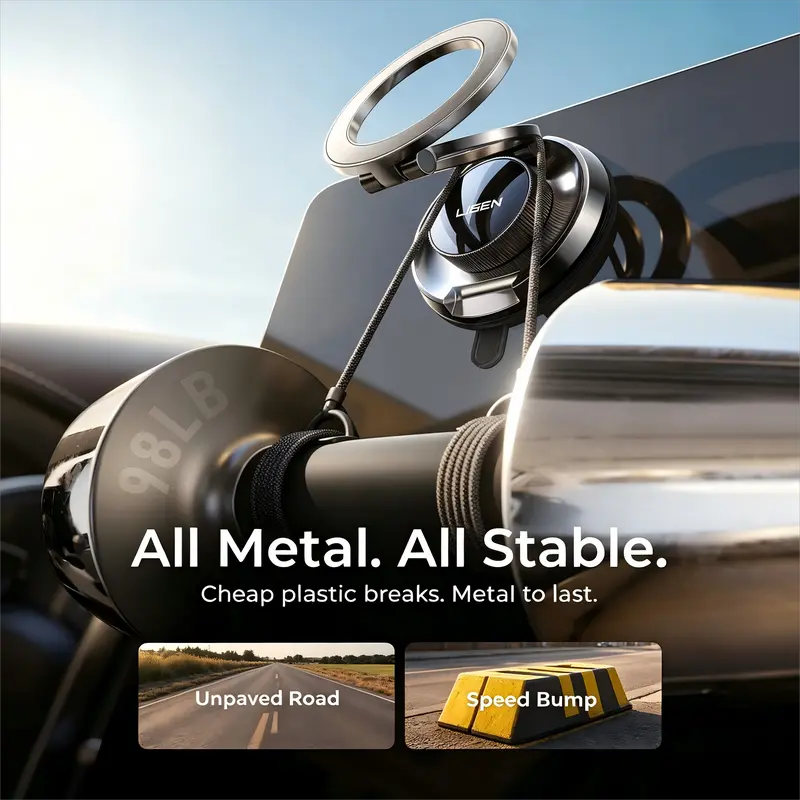 LISEN Metal Magnetic Phone Mount with Nano-Gel Suction Base