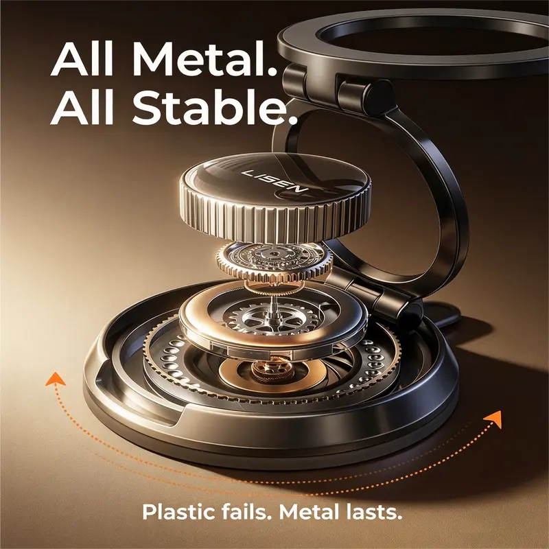 LISEN Metal Magnetic Phone Mount with Nano-Gel Suction Base