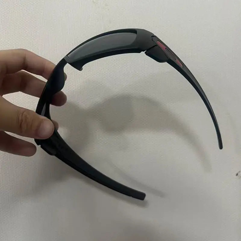 Black Wraparound Cycling Sunglasses - source design and use details