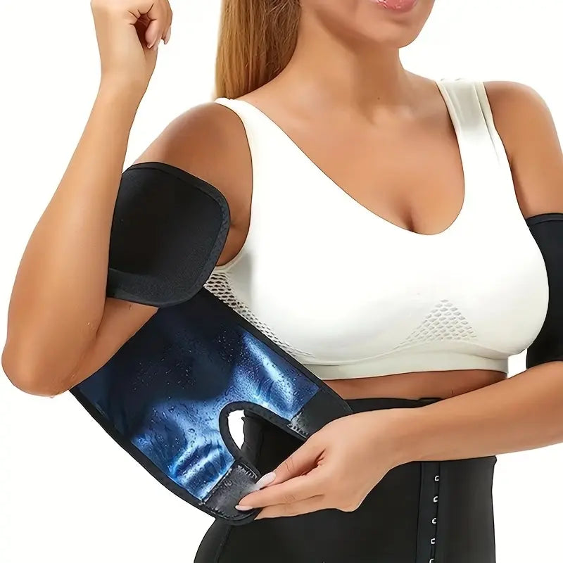 Black Adjustable Upper-Arm Wraps — One Pair - Blue-inside