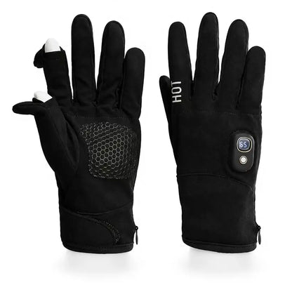 Black Rechargeable Touchscreen Heated Gloves - BLACK-One Size