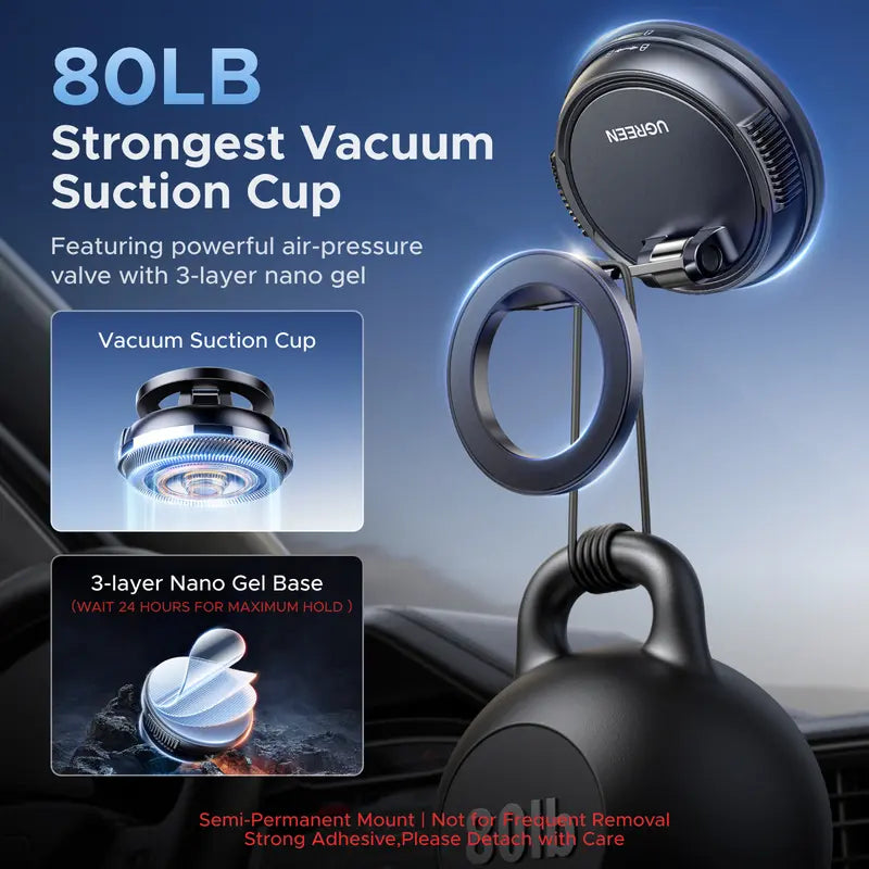 UGREEN Magnetic Cell Phone Car Mount-Upgraded Version with Smooth-Surface Grip