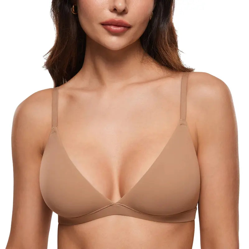 Wire-Free Triangle Plunge Bralette - Gravel Beige original variant photo