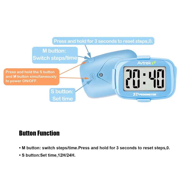 AVTREK Clip-On 3D Pedometer with Backlight - shared design and use details
