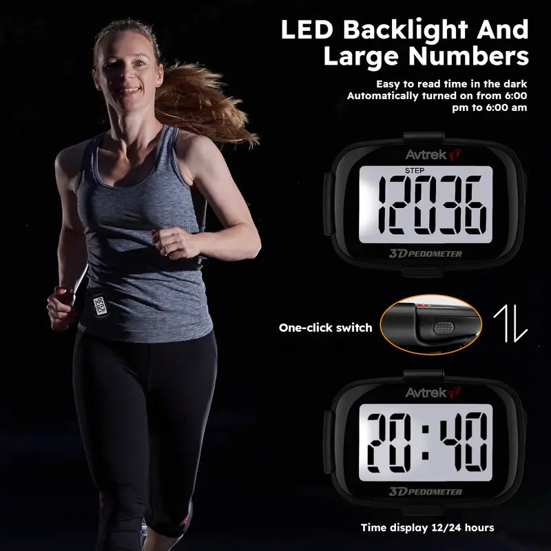 AVTREK Clip-On 3D Pedometer with Backlight - shared design and use details
