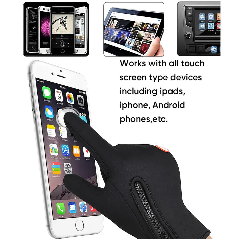 Touchscreen Winter Gloves with Textured Grip - source design and use details