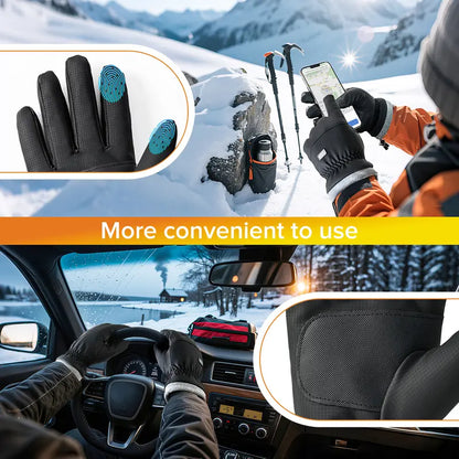 Viyawise Black Fleece-Lined Winter Gloves - source design and use details