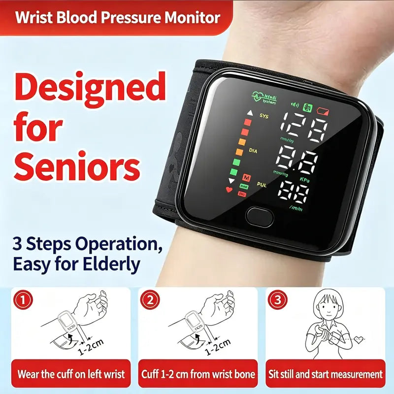 Rechargeable Wrist Blood Pressure Monitor - source design and use details