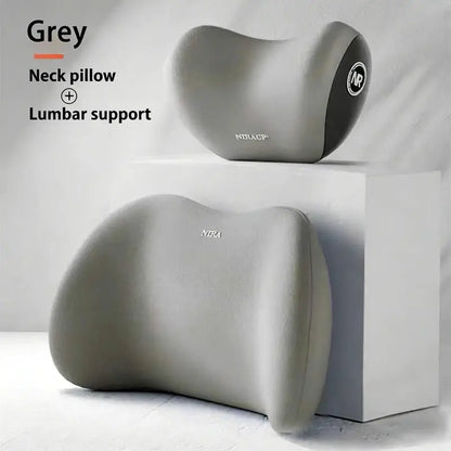 NIRACL Memory-Foam Neck and Lumbar Cushions — 2-Piece Set — Grey