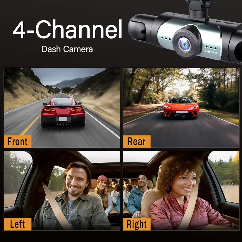 BCUOZ Four-Channel Dash Camera with 64GB Memory Card