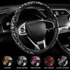 QUEEN'S LAND Black Leopard Rhinestone Steering Wheel Cover