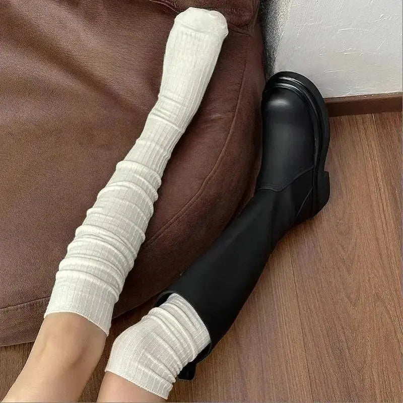 White Slouchy Knee Socks — Three Pairs - source design and use details