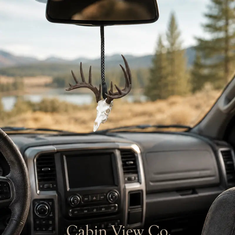 3D-Printed Deer Skull Rearview Mirror Hanger