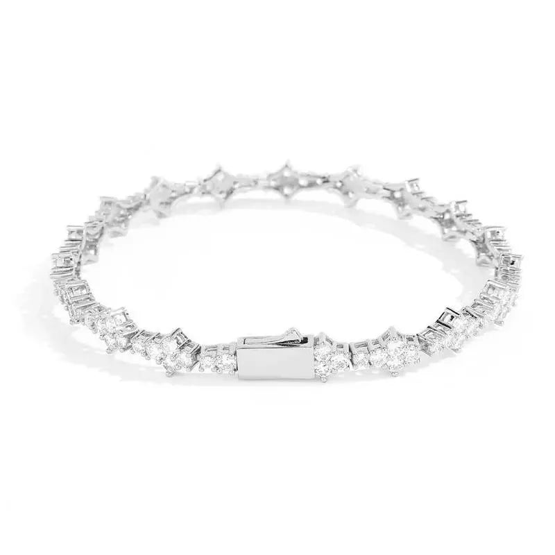 Tennis-Style Bracelet with Clear Stones - Silvery