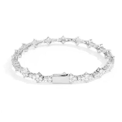 Tennis-Style Bracelet with Clear Stones - Silvery