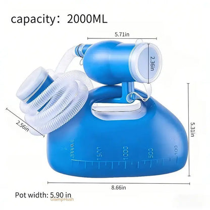 Blue 2000 ml Portable Urinal Bottle with Tube - source design and use details