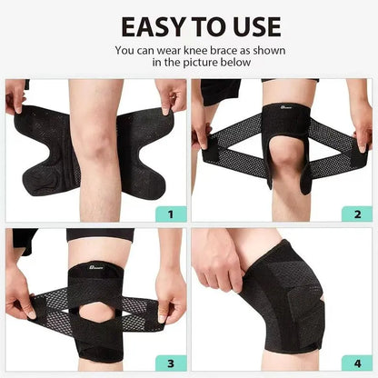 Black Adjustable Mesh Knee Wrap - source design and use details