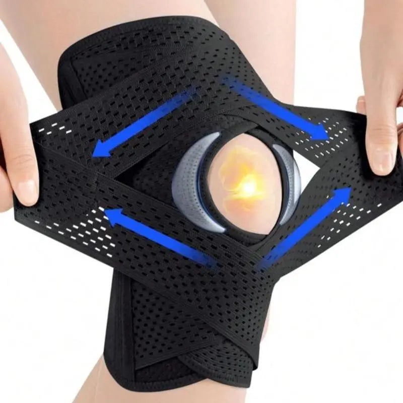 Black Adjustable Mesh Knee Wrap - source design and use details