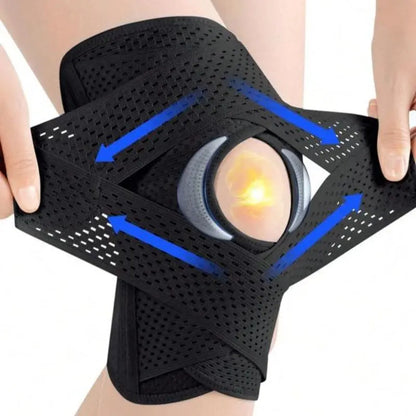 Black Adjustable Mesh Knee Wrap - source design and use details