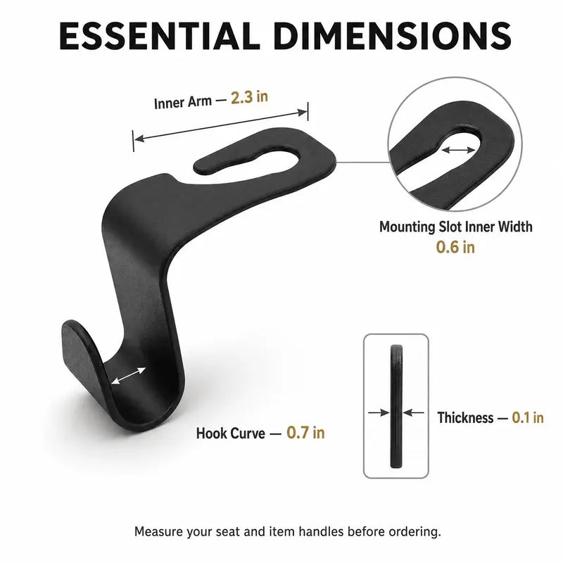 Rotating Car Headrest Storage Hooks — 2 Hooks