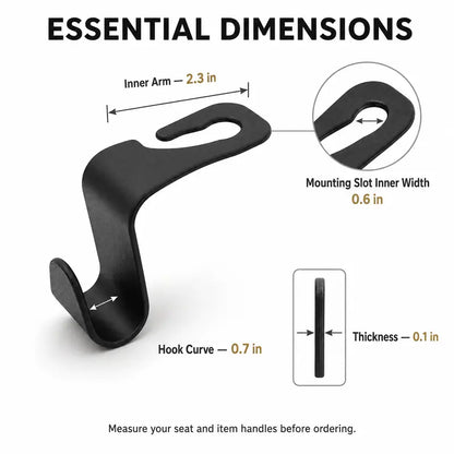 Rotating Car Headrest Storage Hooks — 2 Hooks