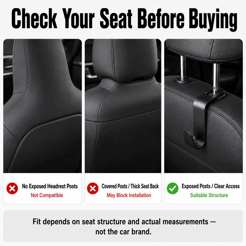 Rotating Car Headrest Storage Hooks — 2 Hooks