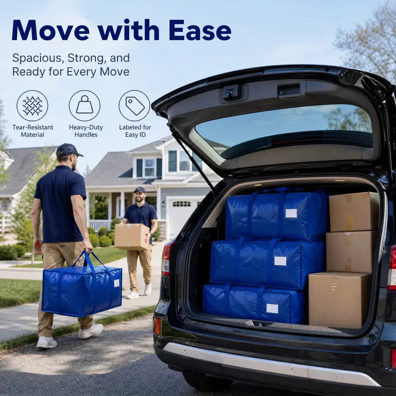 Blue Zippered Moving Bag Packs — 1