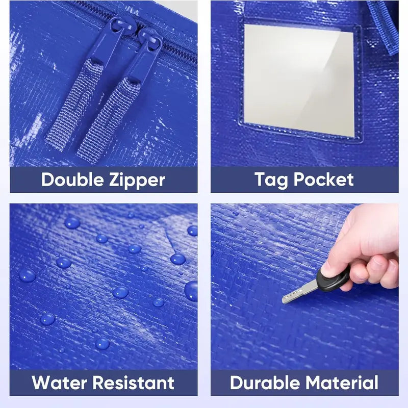 Blue Zippered Moving Bag Packs — 6