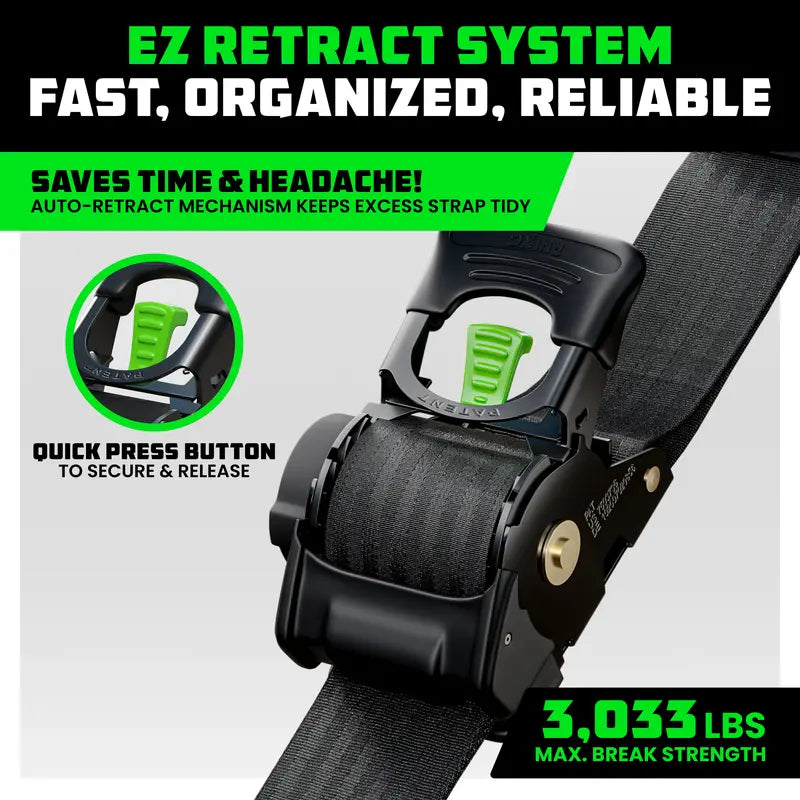 Rhino USA Black Retractable Ratchet Strap — 1 Strap