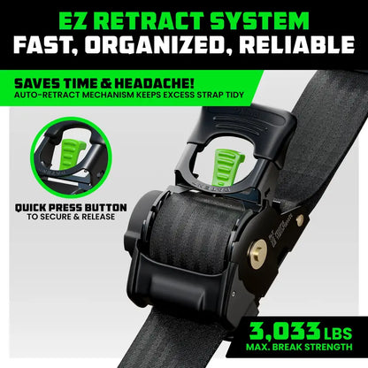 Rhino USA Black Retractable Ratchet Strap — 1 Strap