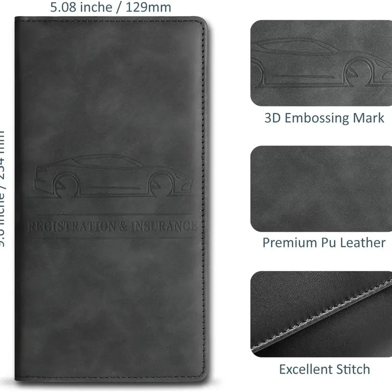 PU Leather Vehicle Registration and Insurance Organizer
