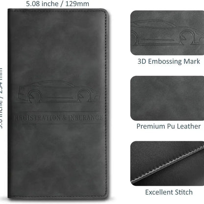 PU Leather Vehicle Registration and Insurance Organizer