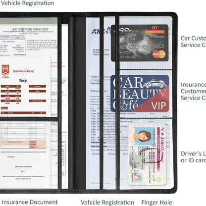 PU Leather Vehicle Registration and Insurance Organizer
