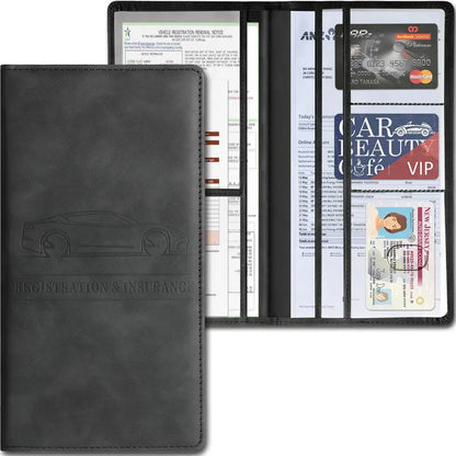 PU Leather Vehicle Registration and Insurance Organizer