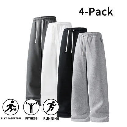 Soft Drawstring Sweatpants — 4-Pair Color Set - Light gray + White + Black + Dark gray original variant photo