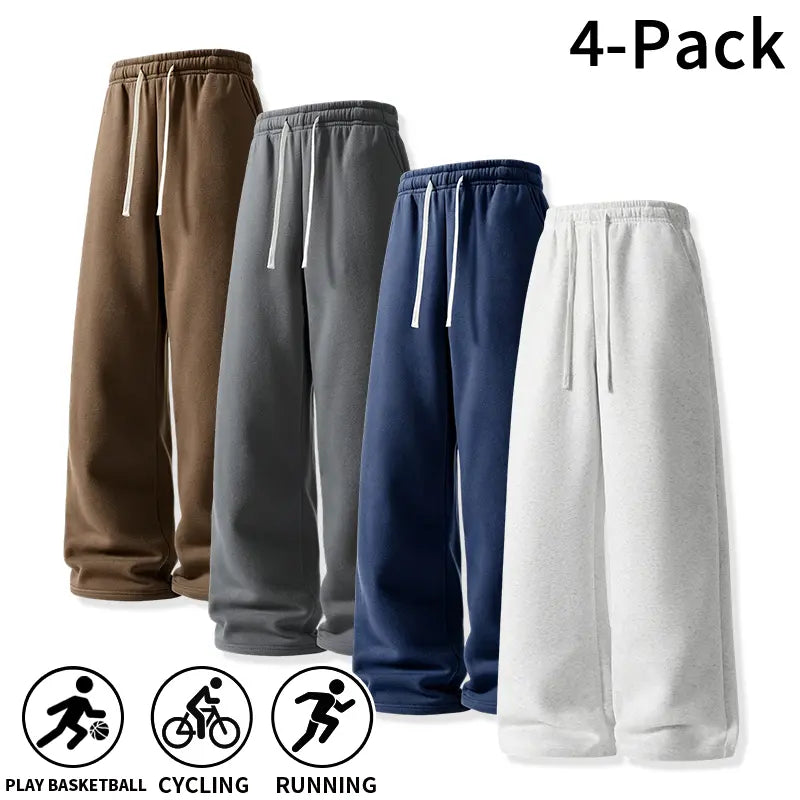 Soft Drawstring Sweatpants — 4-Pair Color Set - Floral gray + Concealed blue + Dark gray + Coffee color original variant photo