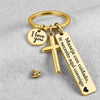Spanish Drive-Safe Keychains with Cross Charm — Two-Piece Set