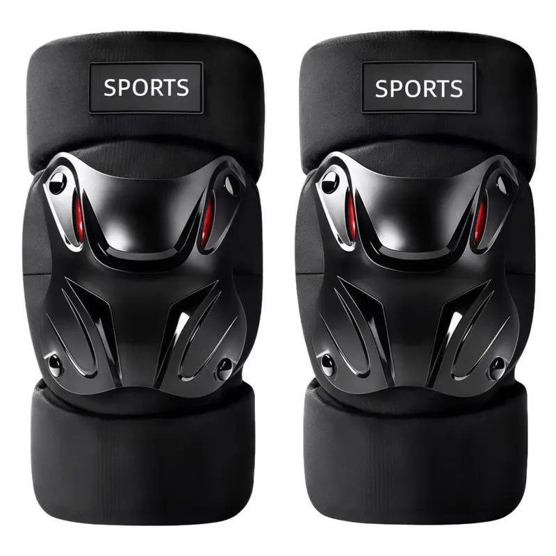 Black Adjustable Sports Knee Pads — One Pair - source design and use details